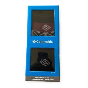 Columbia 2-Pair Wool Socks, Black White Red, Men’s Size 6-12 New I’m Box